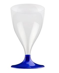 10 verres à vin bleu perle transparent