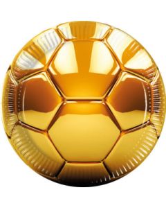 8 assiettes football or