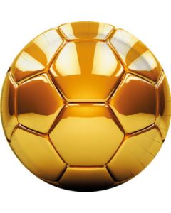 8 assiettes football or