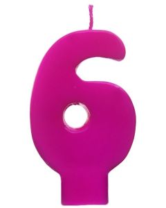 Bougie fuchsia chiffre 6