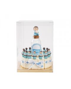 Gâteau bapteme bébé cupcakes bleu 15 parts