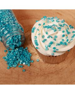 Confettis gâteau ronds en sucre turquoise métallisé 60 g