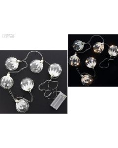 Guirlande 6 leds blanches forme boule en verre pas chère