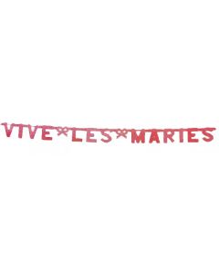 Guirlande en carton "vive les mariés" rouge pas chère