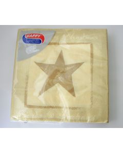 20 serviettes en papier Noël étoile or - 33 cm x 33 cm 