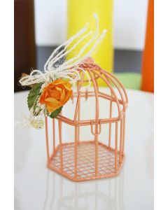 Cage en métal orange - 7 cm