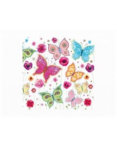 20 serviettes papillons et fleurs