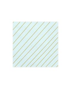 20 serviettes jetables bleu ciel rayées or
