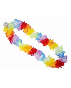 Collier hawaïen à fleurs multicolores pastel