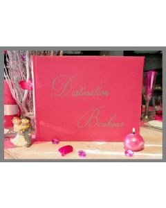 Livre d'or mariage fuchsia destination bonheur