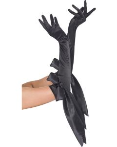 Longs gants satin noirs - TU