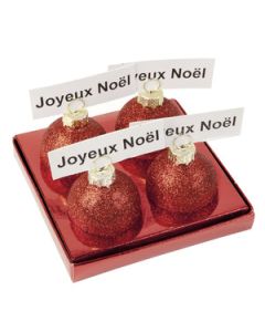 4 Boules Deco porte-nom Rouges