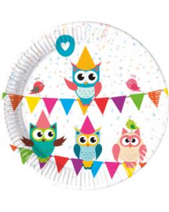 8 assiettes anniversaire hibou