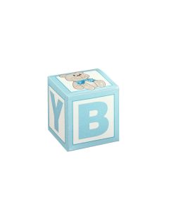 10 Boîtes à dragées cube ourson bleu