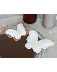 4 Papillons feutrine sur pince blanc / écru