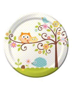 Assiette hibou baby-shower x8