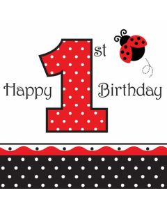 16 serviettes coccinelle 1er anniversaire