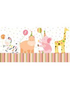 Nappe 1er anniversaire animaux fille
