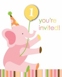 Invitation 1er anniversaire animaux fille  x8