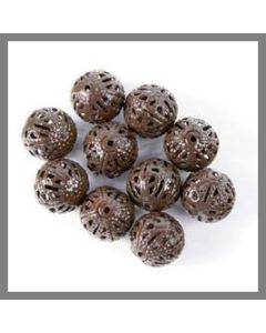 Perles ajourées en métal - chocolat