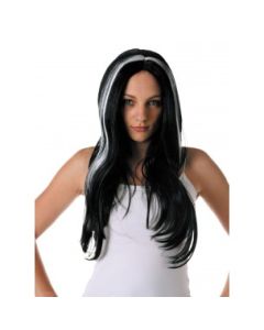 Perruque femme sorcière mèches blanches