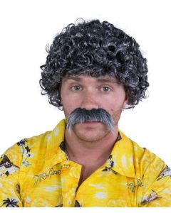 Perruque et moustache LUCIEN - courte frisée - grise