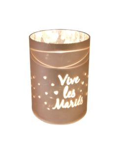 Photophore Led "Vive les mariés" rose gold