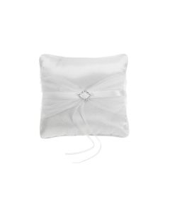 Coussin porte alliances - blanc avec ruban blanc