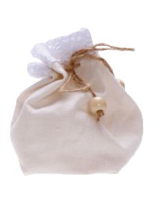 5 Pochons écru bord dentelle 12 cm x 11 cm 