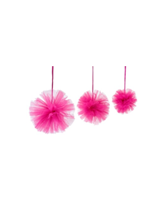 pompons à suspendre fuchsia