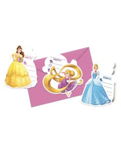 6 Invitations Princesses Disney