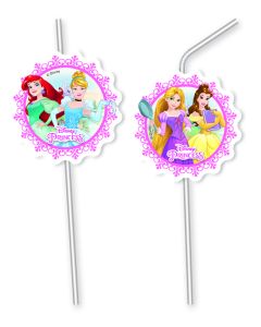 6 Pailles Princesses Disney