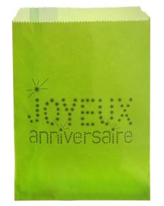 24 sacs en papier Joyeux Anniversaire - vert anis à prix discount