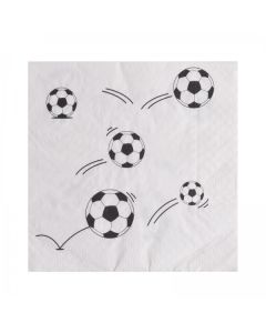 Serviette 3 plis Football de coloris noir