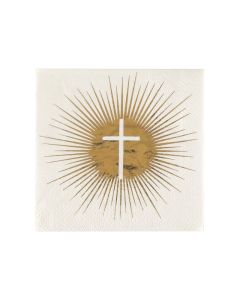 Serviette croix communion blanche et or