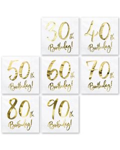 Serviettes Anniversaire or