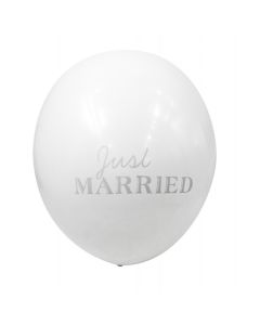 12 Ballons Just Married blancs