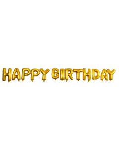 13 Ballons lettres "Happy Birthday" couleur or