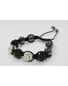 Bracelet Shamballa argent et noir