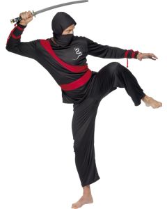 Déguisement ninja noir et rouge