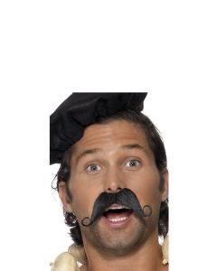 Moustaches français noires - auto-adhésives
