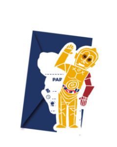 6 cartes d'invitation avec enveloppes star wars forces