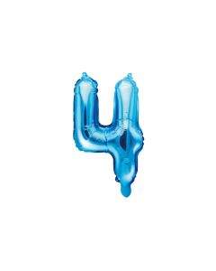 Ballon métallique turquoise chiffre 4 - 35 cm 