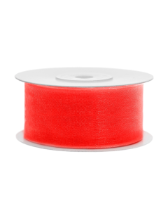 Ruban organdi rouge orangé - 38 mm